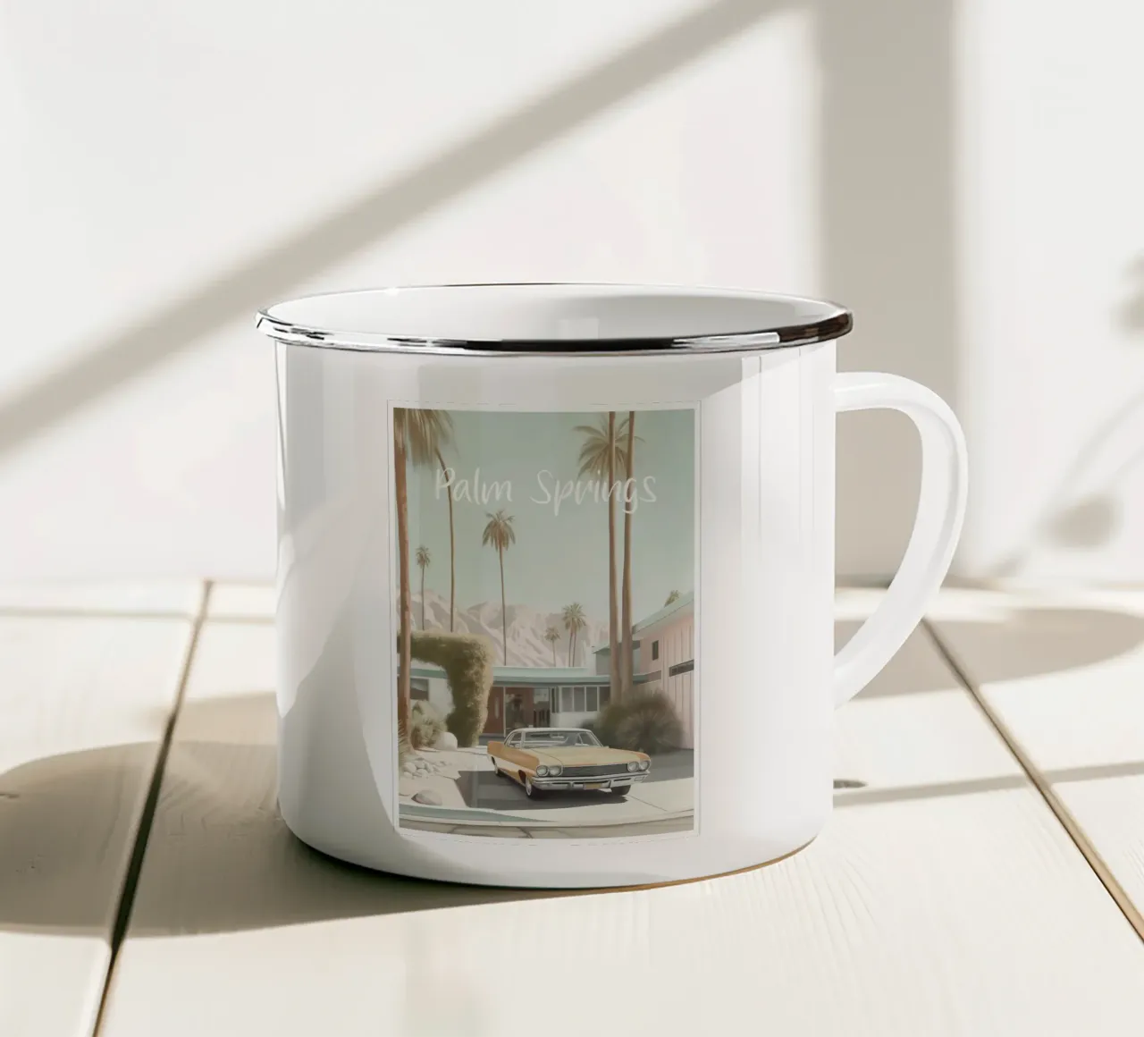 Palm Springs Nostalgia Pastello tazza in smalto da Carinaprint