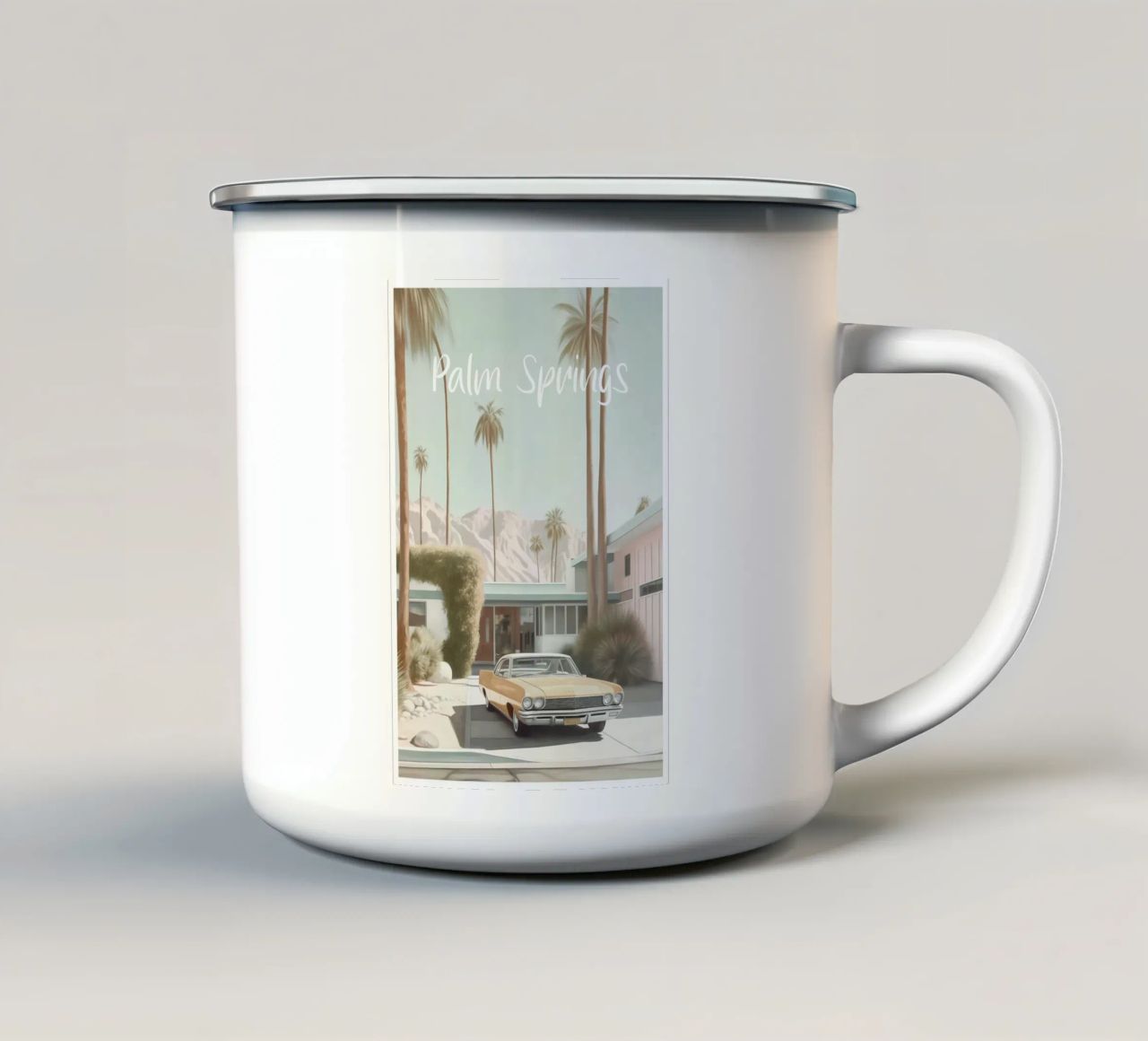 Palm Springs Nostalgia Pastello tazza in smalto da Carinaprint