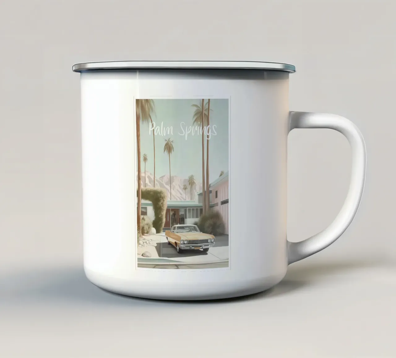 Palm Springs Nostalgia Pastello tazza in smalto da Carinaprint