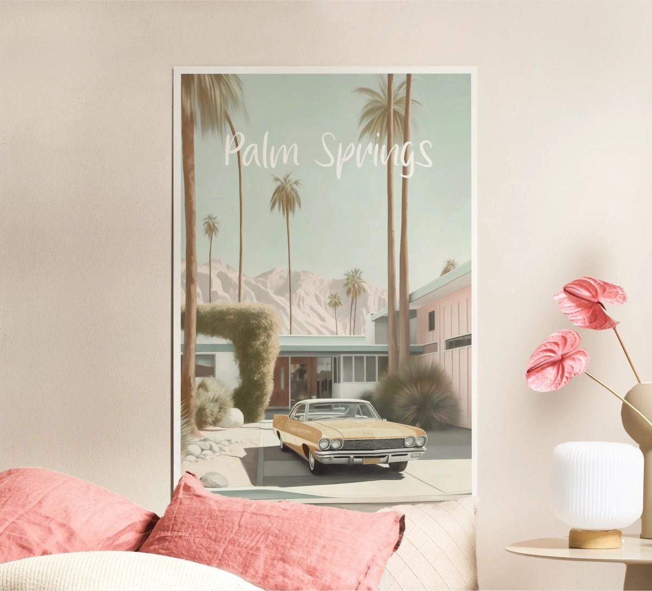 Palm Springs Nostalgie Pastel poster de Carinaprint