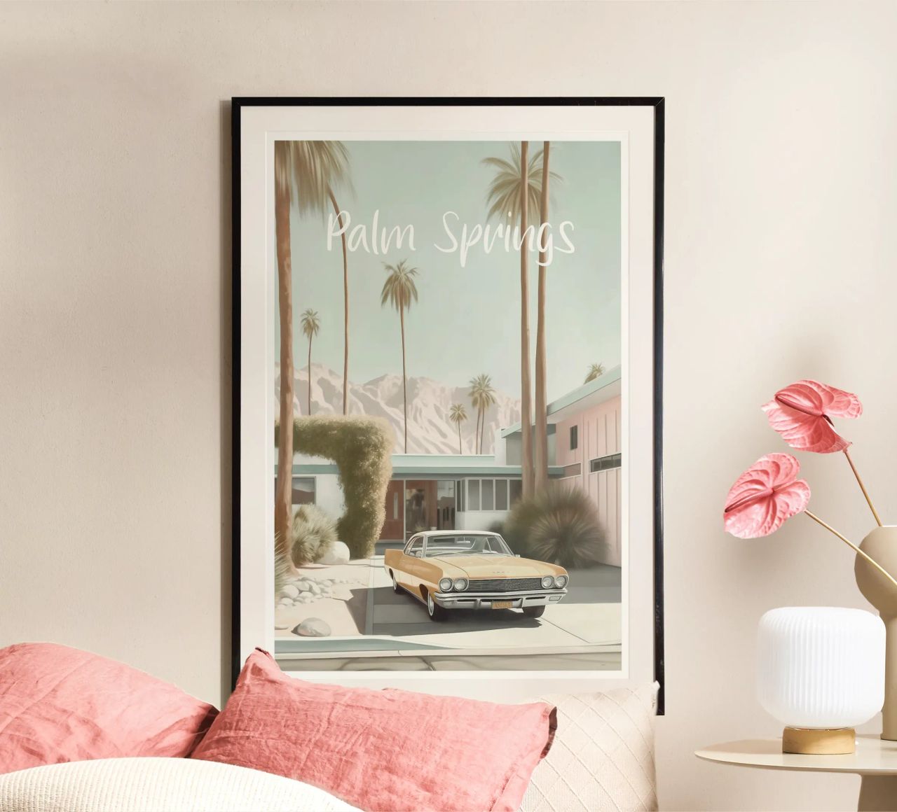 Palm Springs Nostalgie Pastel poster de Carinaprint