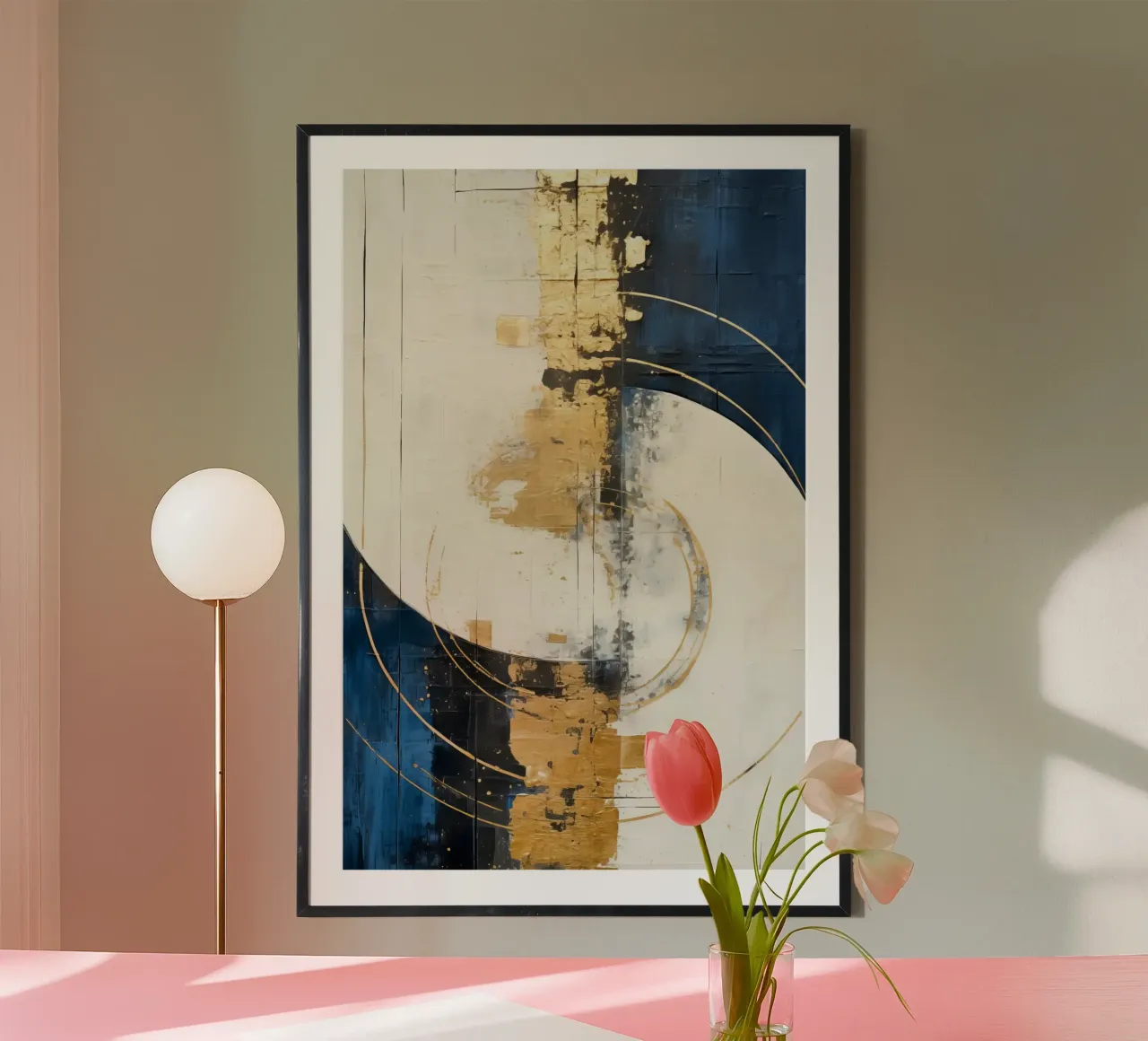 ARTE ABSTRATTA Pieno sole poster con telaio in legno da Melanie Viola