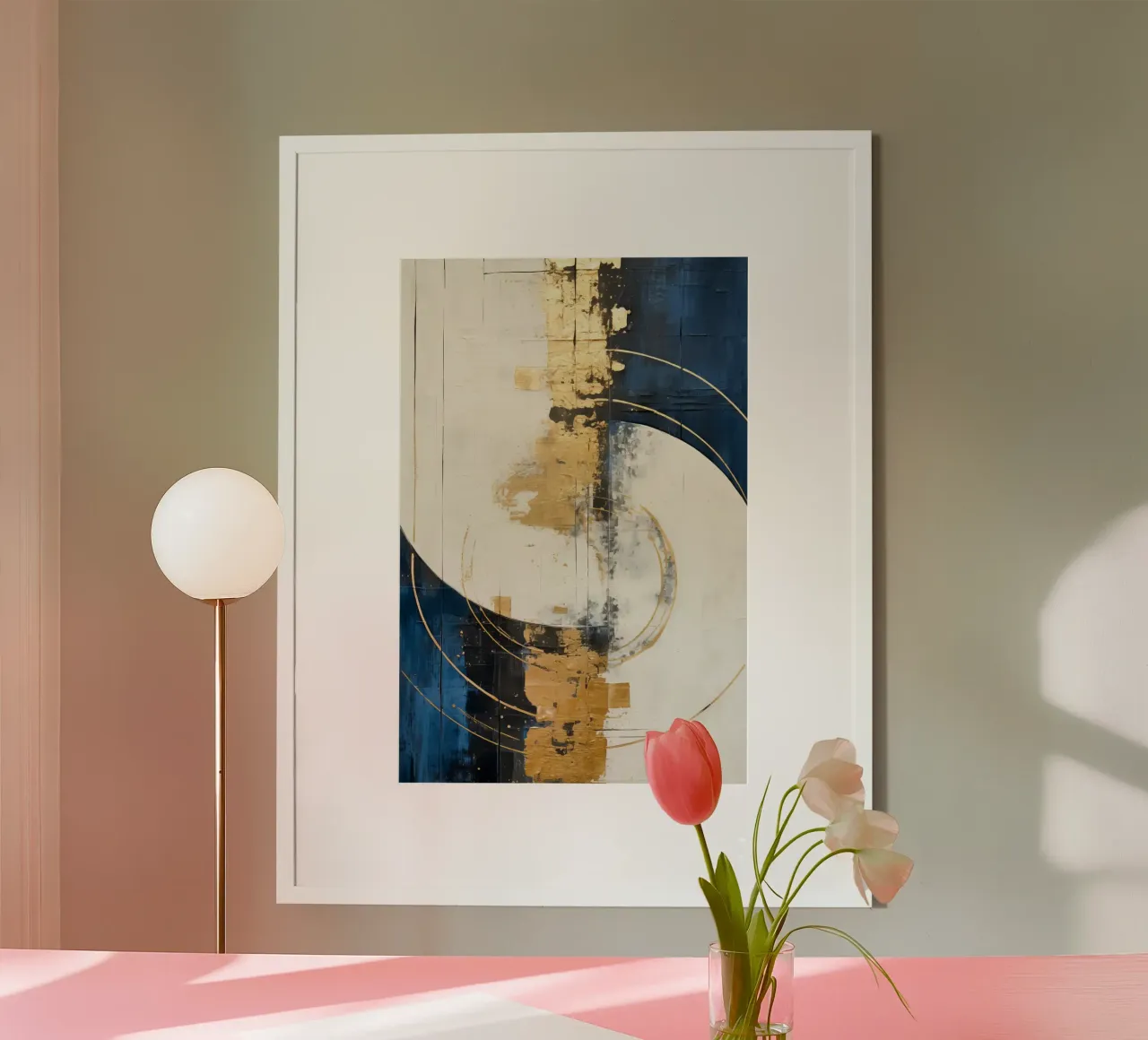ARTE ABSTRATTA Pieno sole poster con telaio in legno da Melanie Viola