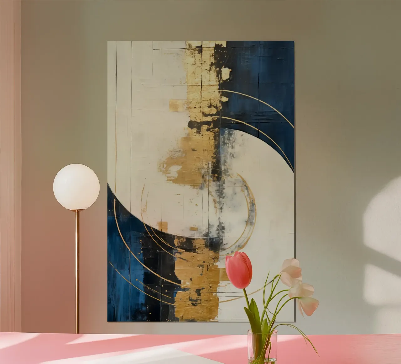 ARTE ABSTRATTA Pieno sole poster con telaio in legno da Melanie Viola