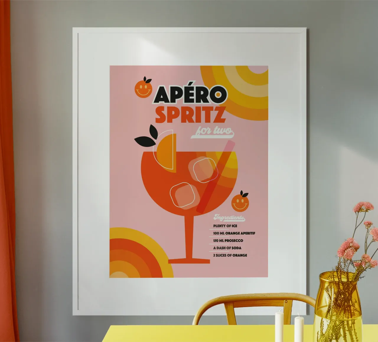 Cocktail retrò Aperol Spritz - Arancia rosa poster da Dominique Vari