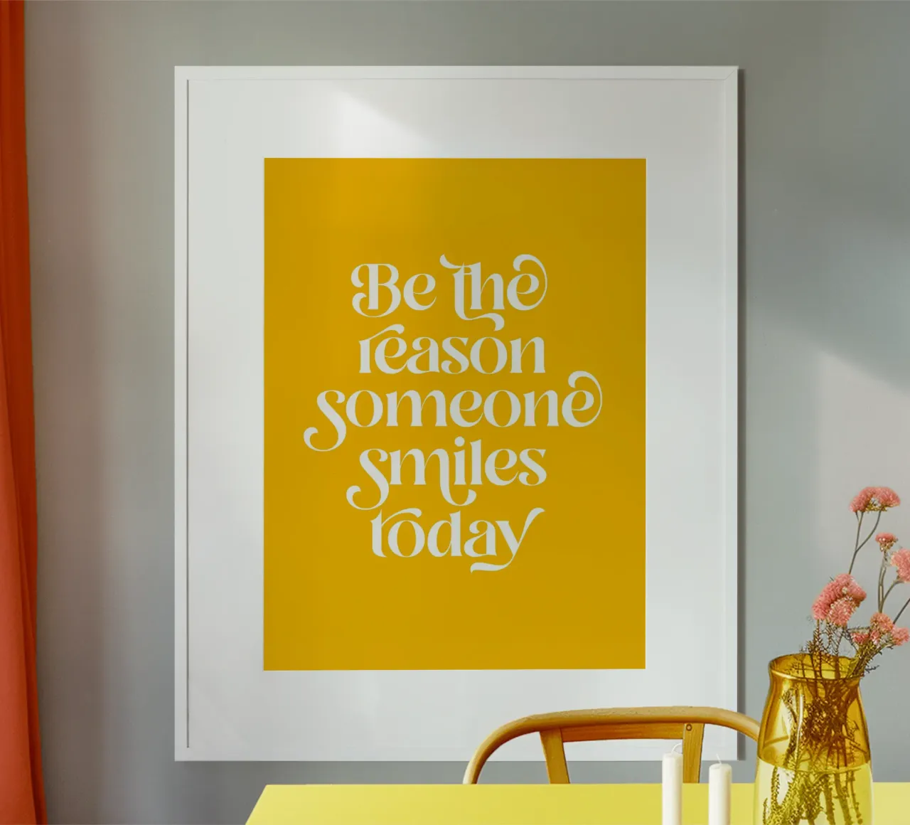 Siate il motivo per cui qualcuno sorride - parole positive giallo brillante carta hahnemühle da Dominique Vari Words