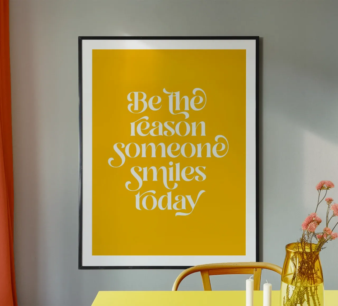 Siate il motivo per cui qualcuno sorride - parole positive giallo brillante carta hahnemühle da Dominique Vari Words