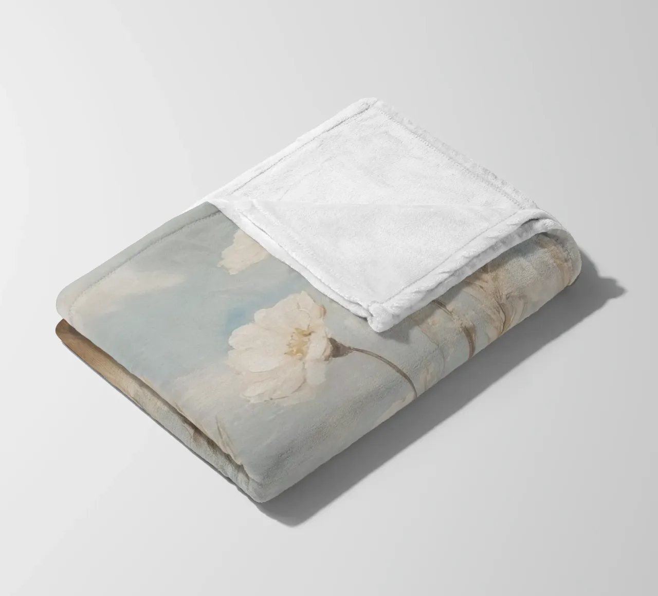 Campo tranquillo di erbe alte e fiori bianchi coperta in pile da Melloi Art Print