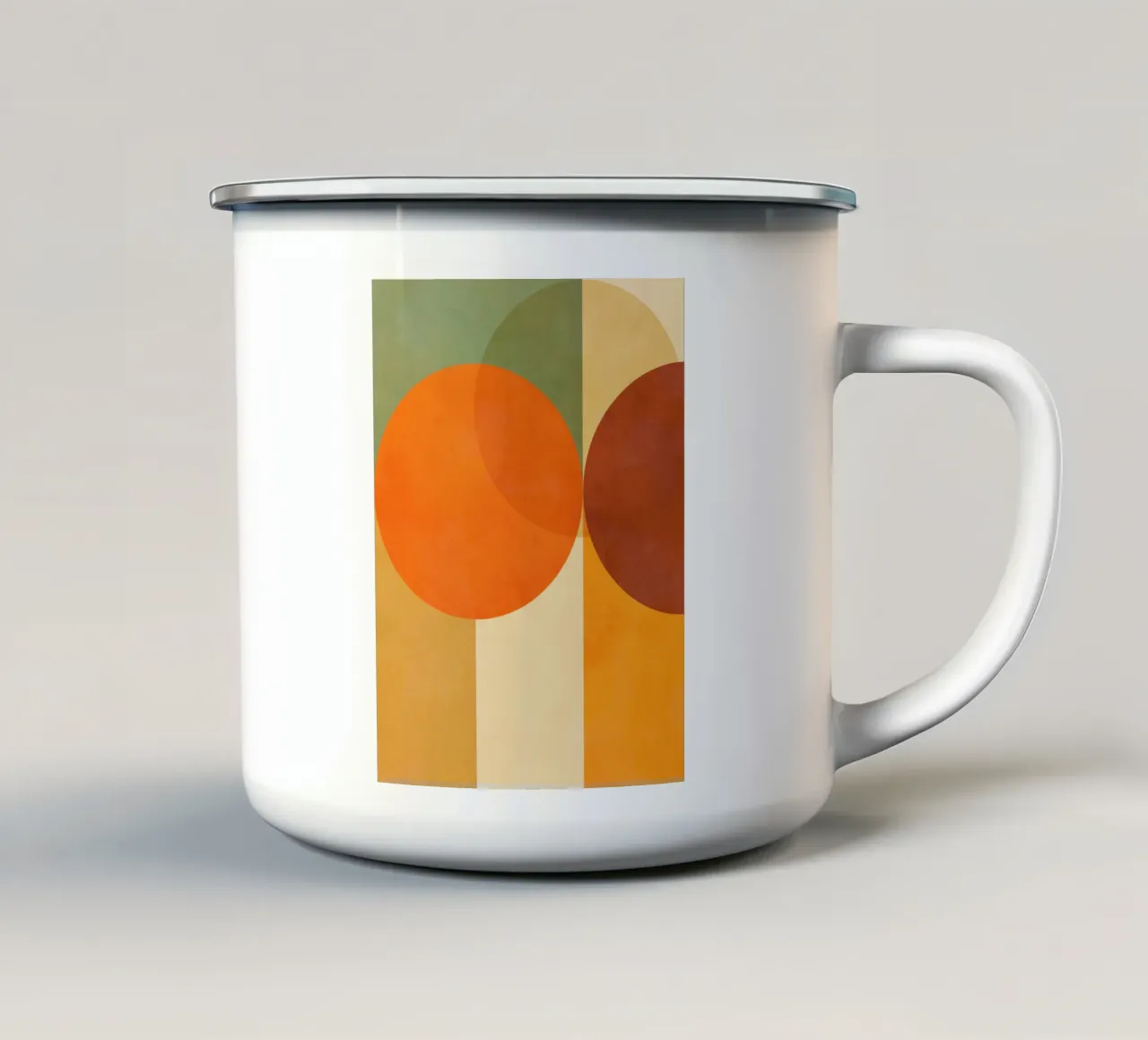 Minimal Abstract Fall • Earthy geometry 2/2 Emaille Tasse von Dominique Vari Abstract