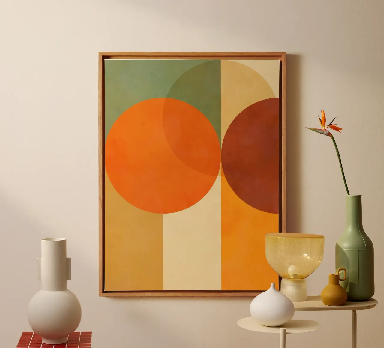 Minimal Abstract Fall • Earthy geometry 2/2 toile avec Caisse américaine de Dominique Vari Abstract