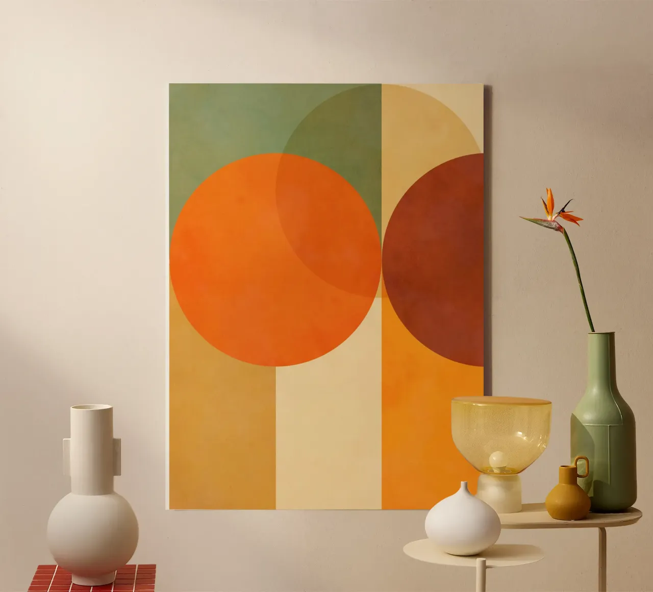 Minimal Abstract Fall • Earthy geometry 2/2 toile avec Caisse américaine de Dominique Vari Abstract