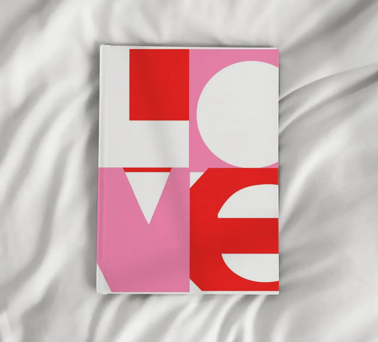 Big Bold Retro Typographic 'LOVE' in red and pink notebook by Dominique Vari Words