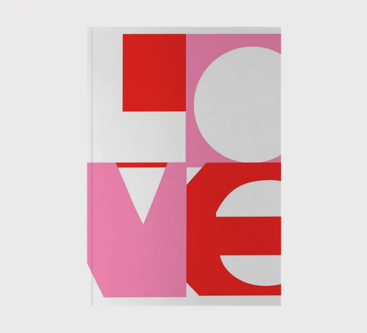 Big Bold Retro Typographic 'LOVE' in red and pink notebook by Dominique Vari Words