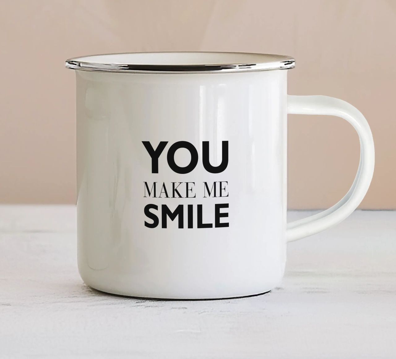 YOU MAKE ME SMILE tazza in smalto da Meridian Design