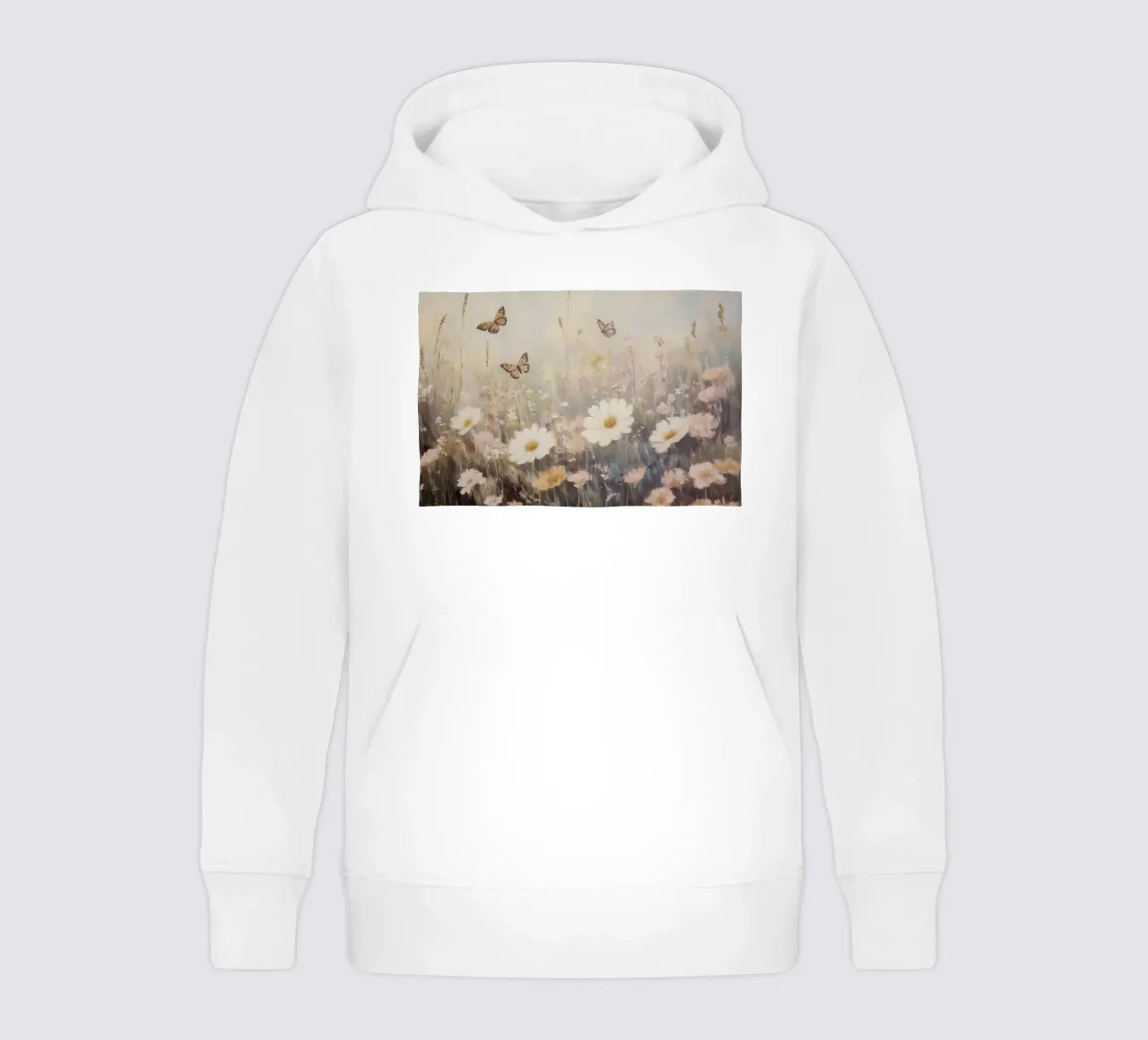 Prato con farfalle e fiori felpa bambino con cappuccio da Melloi Art Print