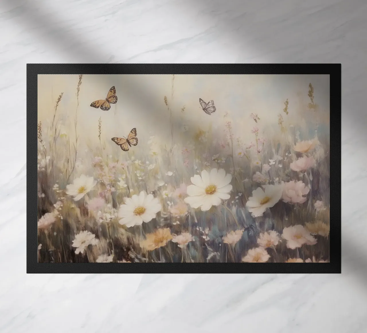 Prato con farfalle e fiori zerbino da Melloi Art Print