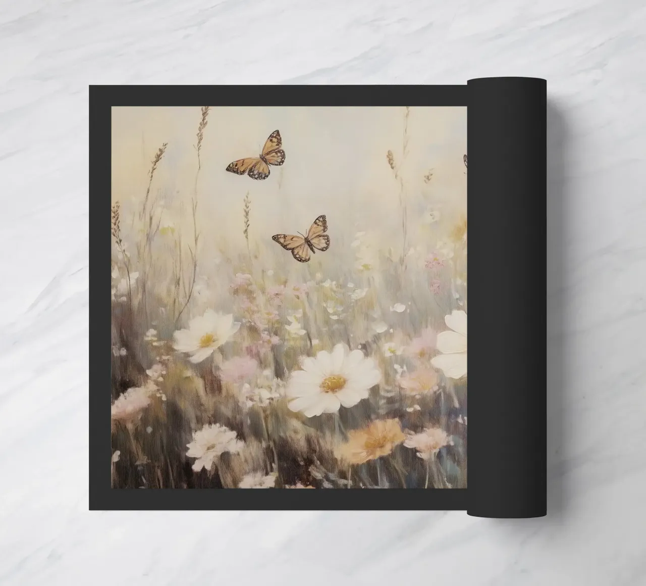 Prato con farfalle e fiori zerbino da Melloi Art Print