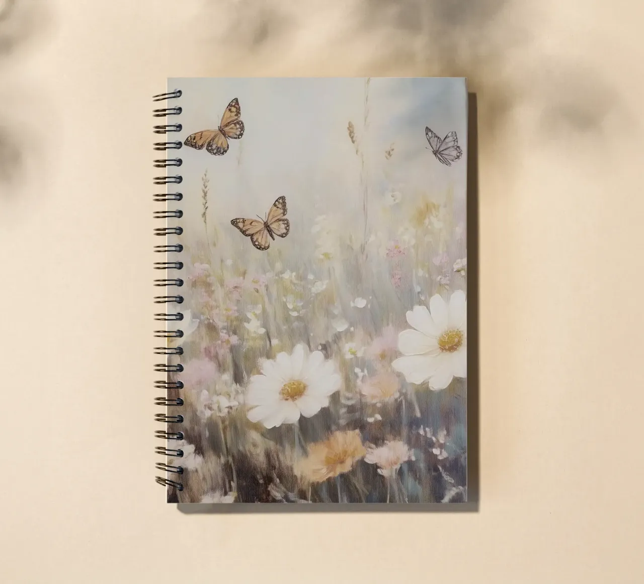 Meadow with Butterflies and Flowers spiral notebook by Melloi Art Print