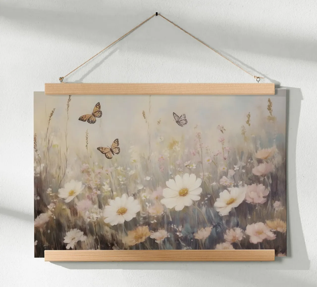 Prato con farfalle e fiori carta hahnemühle da Melloi Art Print