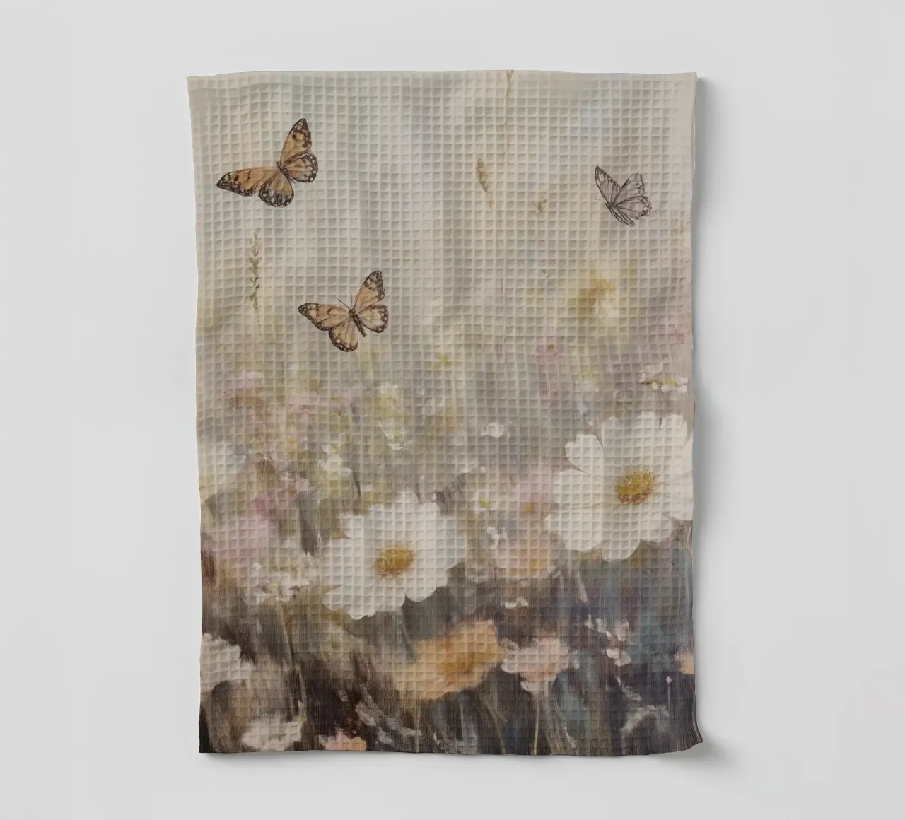 Prato con farfalle e fiori canovaccio da cucina da Melloi Art Print