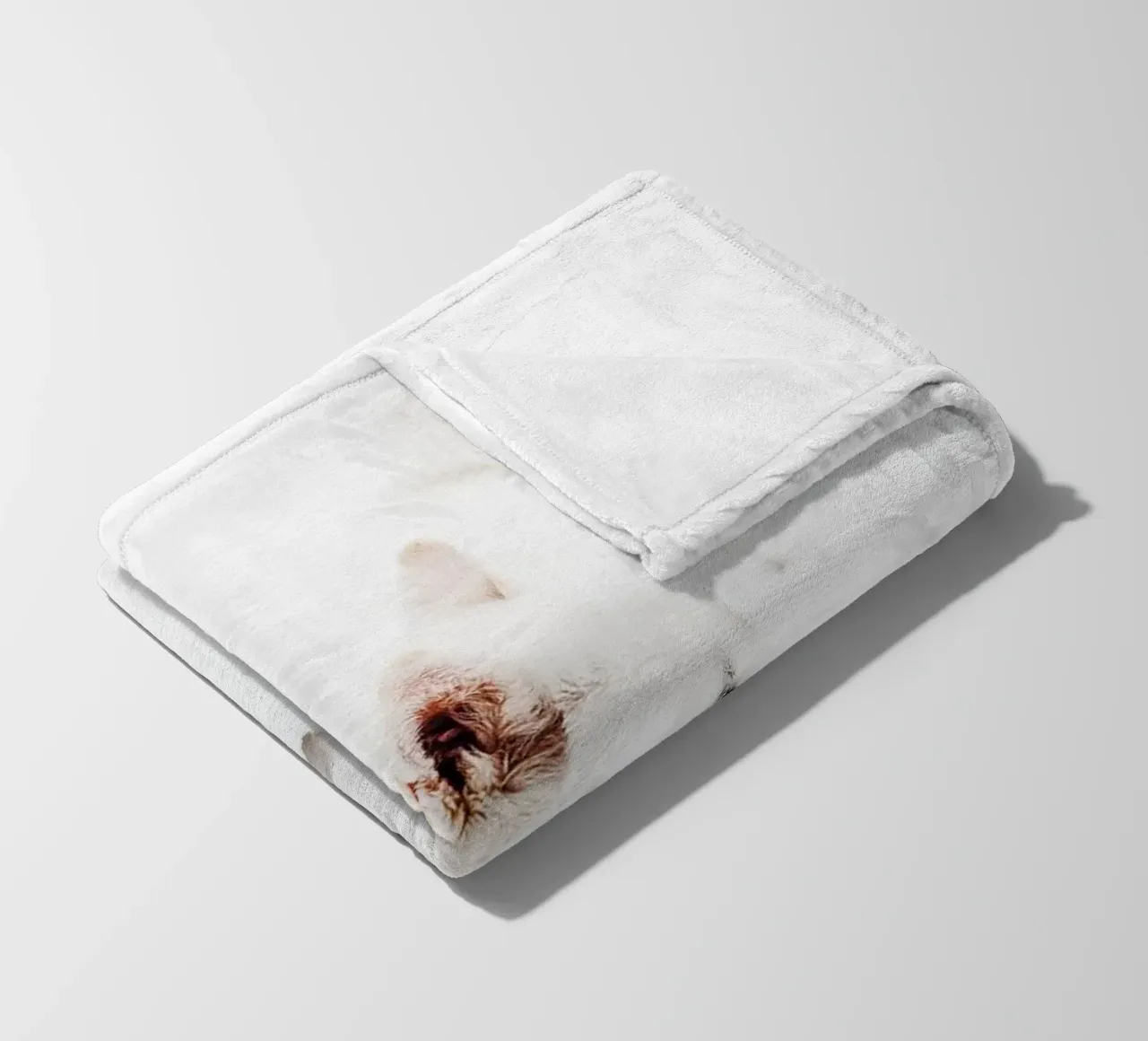 Cane bianco nella neve coperta in pile da Whole©