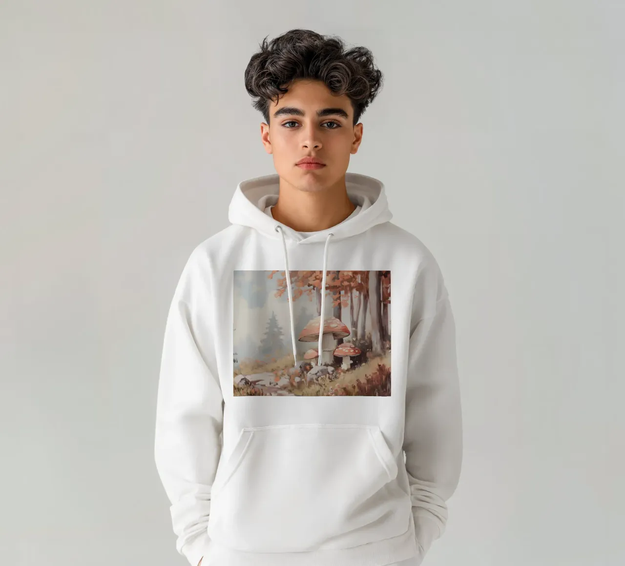 Foresta con funghi incantevoli felpa con cappuccio da Melloi Art Print