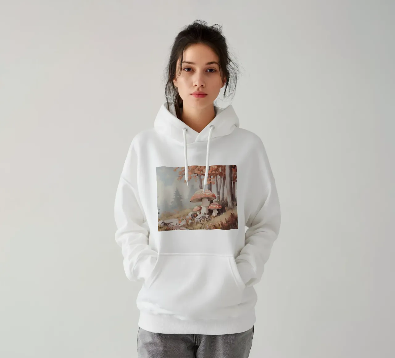 Foresta con funghi incantevoli felpa con cappuccio da Melloi Art Print