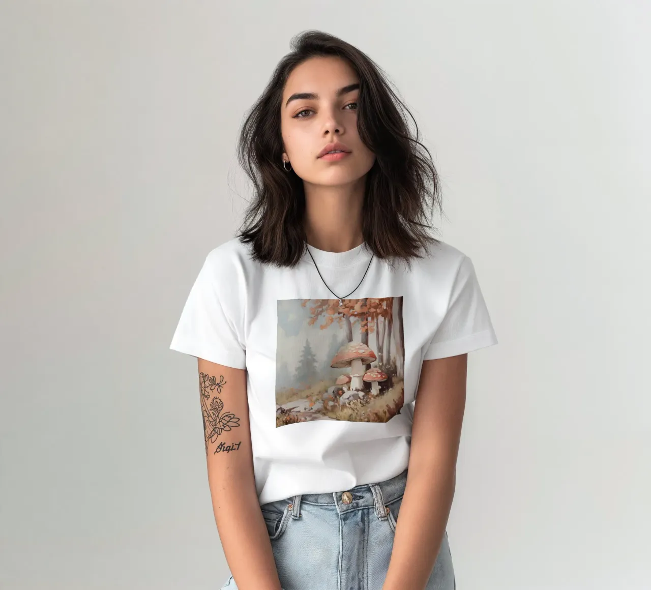 Foresta con funghi incantevoli t-shirt da Melloi Art Print