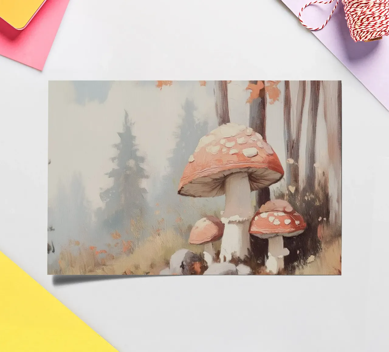 Forest with Enchanting Mushrooms sticker sheet by Melloi Art Print