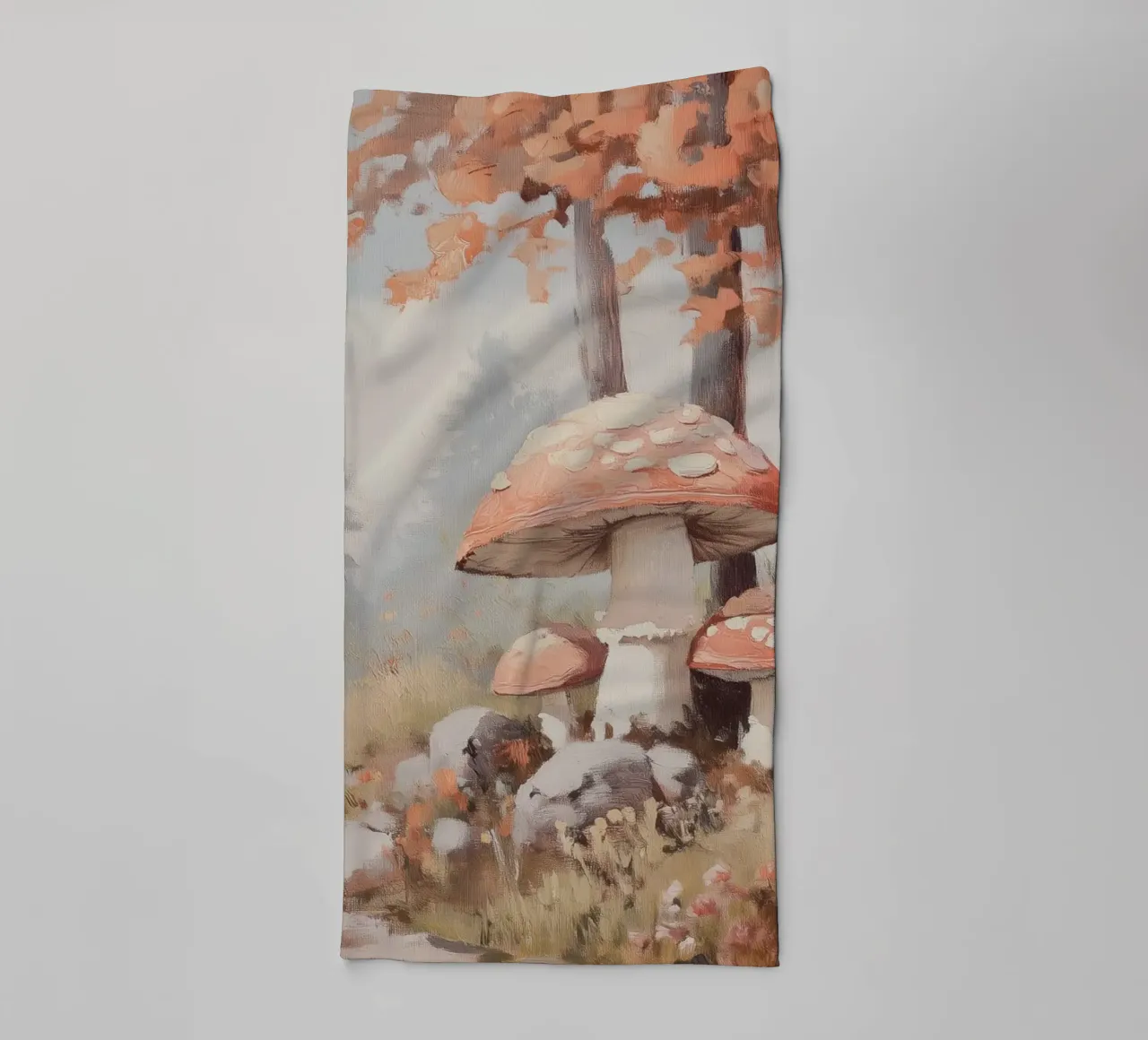 Forest with Enchanting Mushrooms towel by Melloi Art Print