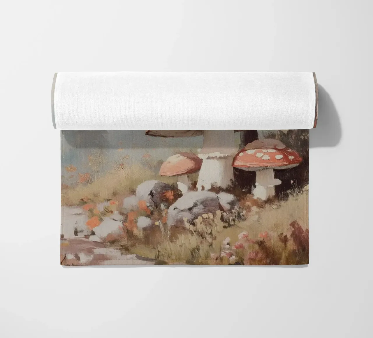 Foresta con funghi incantevoli telo mare da Melloi Art Print