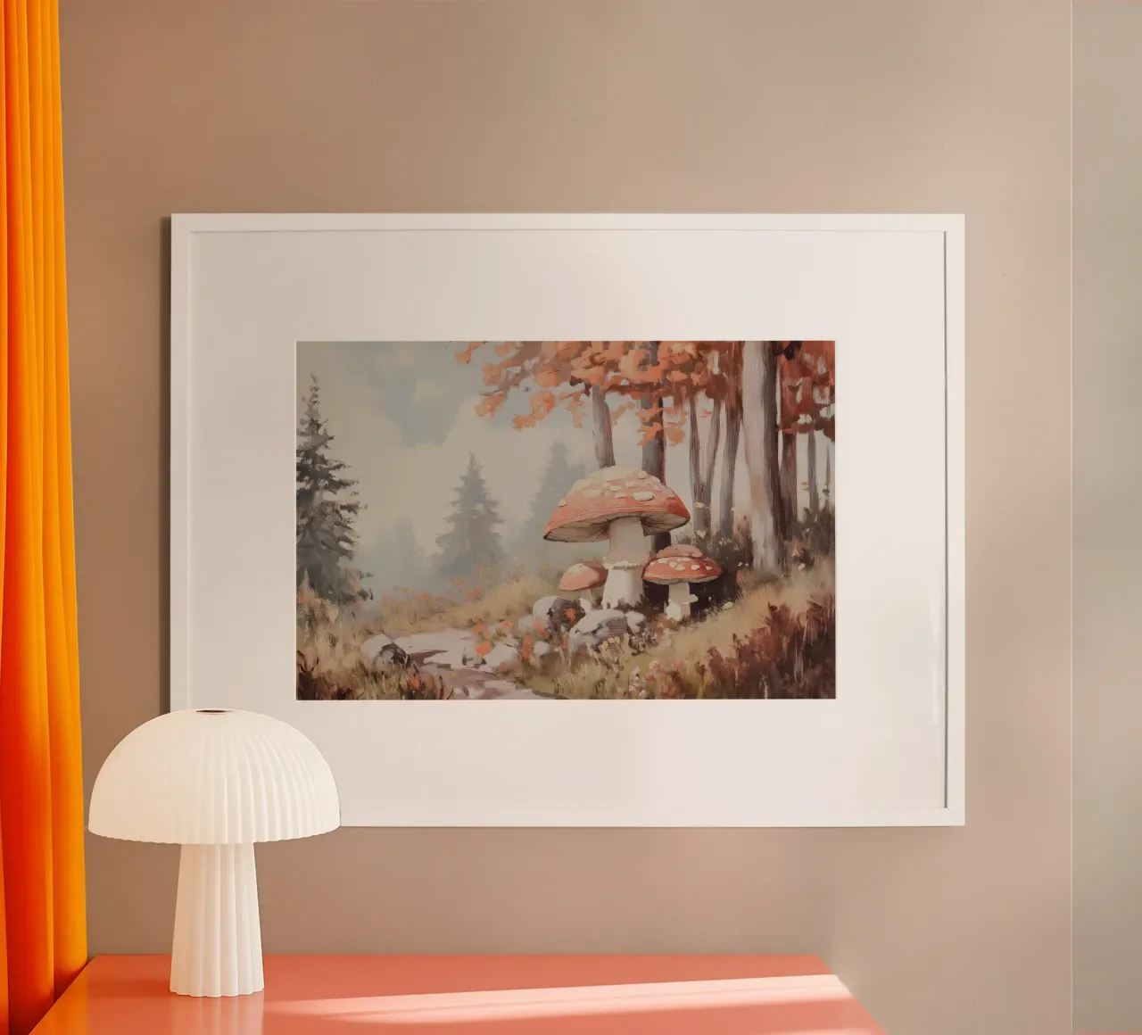 Foresta con funghi incantevoli carta hahnemühle da Melloi Art Print