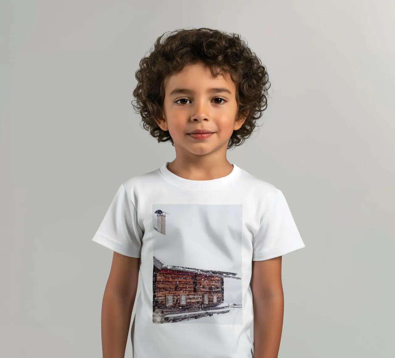 Snow hut in winter nature design kids t-shirt by Whole©