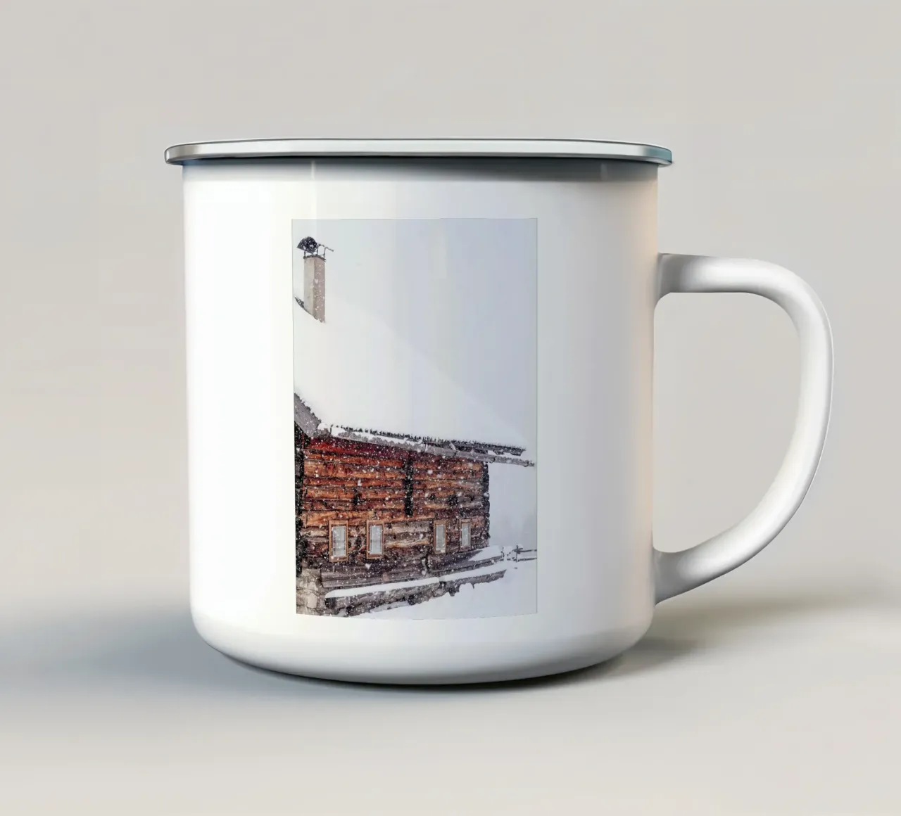 Capanna di neve in inverno design natura tazza in smalto da Whole©