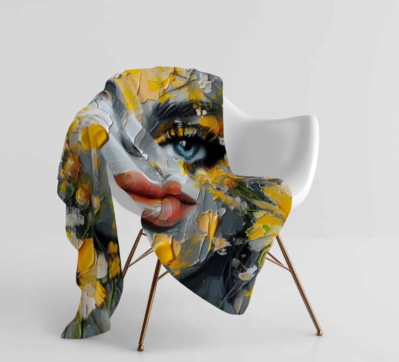 Ritratto di fiori gialli e arancioni coperta in pile da ARTOMATIC