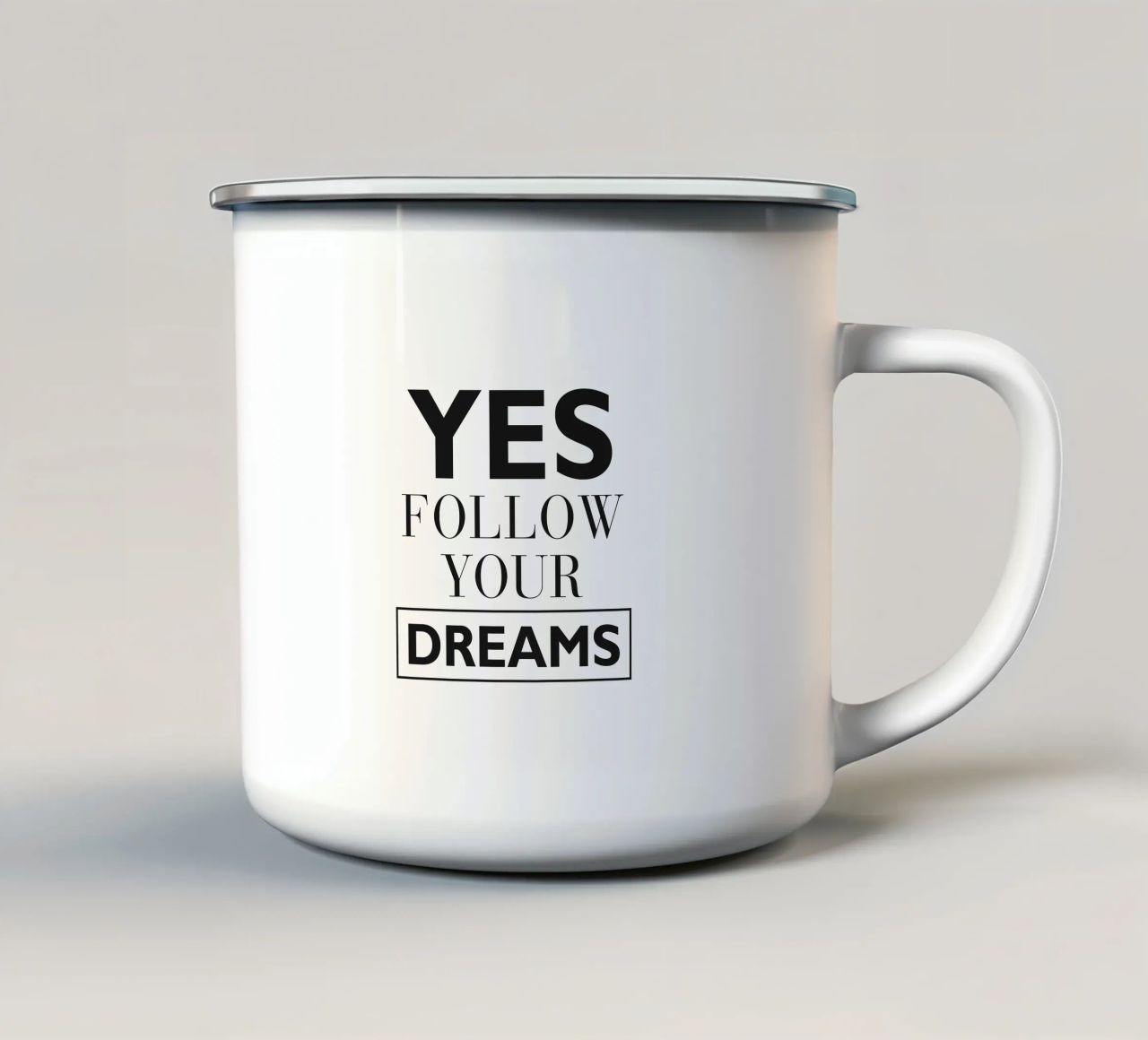 YES FOLLOW YOUR DREAMS tazza in smalto da Meridian Design