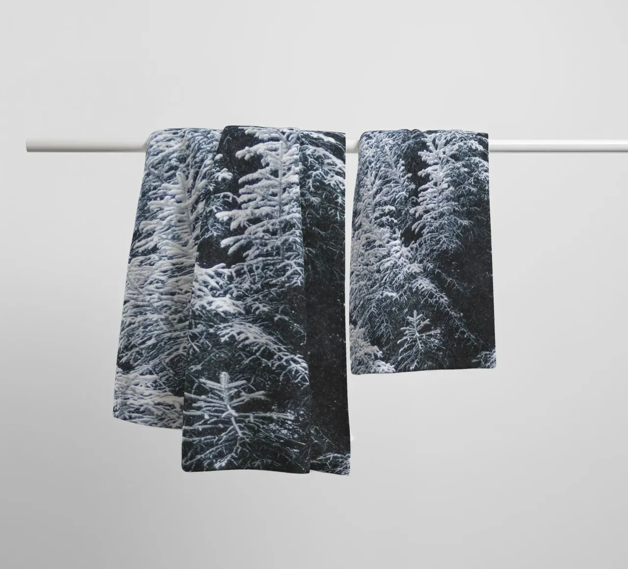 Snow-covered fir trees nature design towel by Whole©