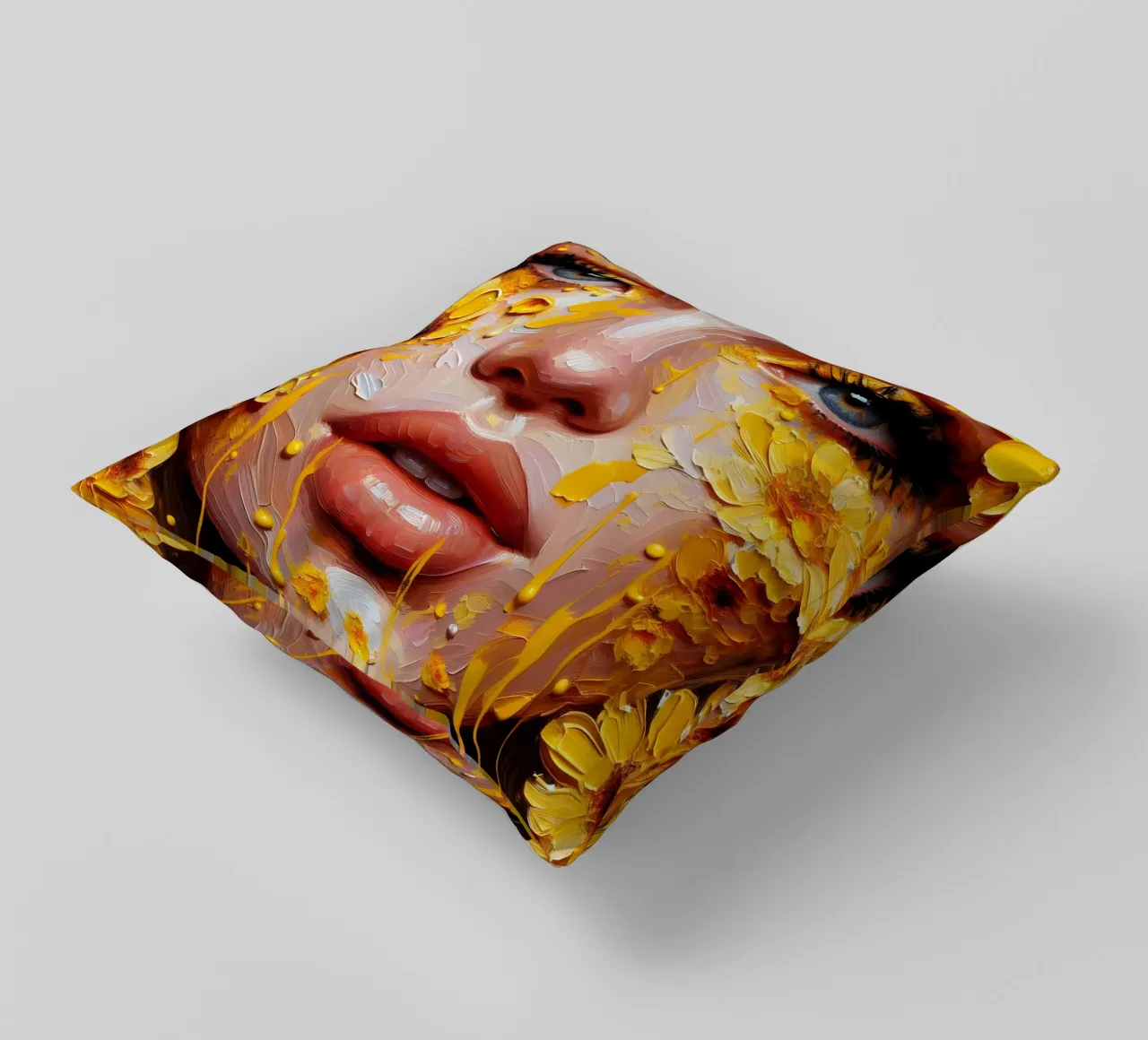 Portrait d'une fleur jaune coussin de ARTOMATIC