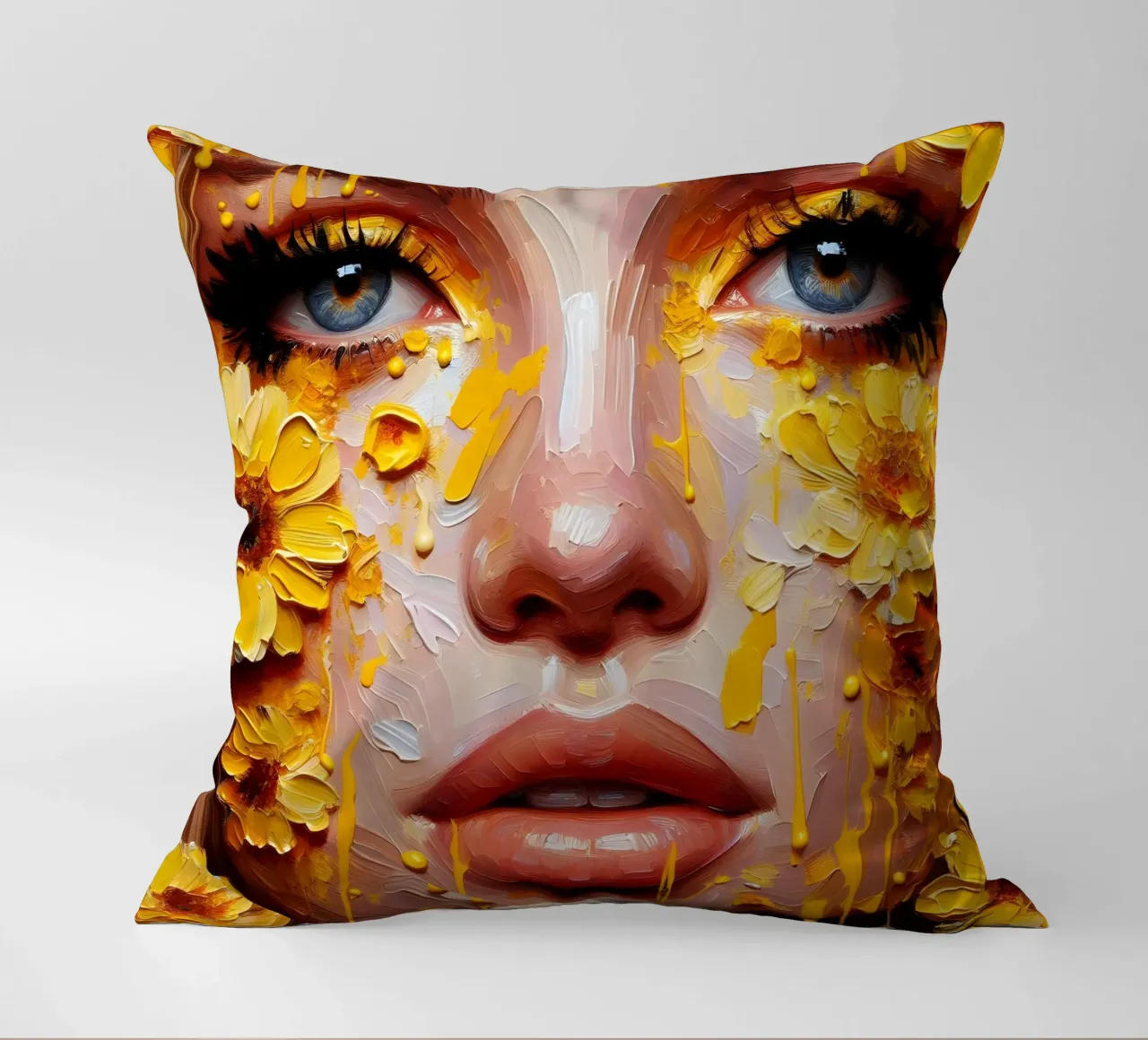 Portrait d'une fleur jaune coussin de ARTOMATIC