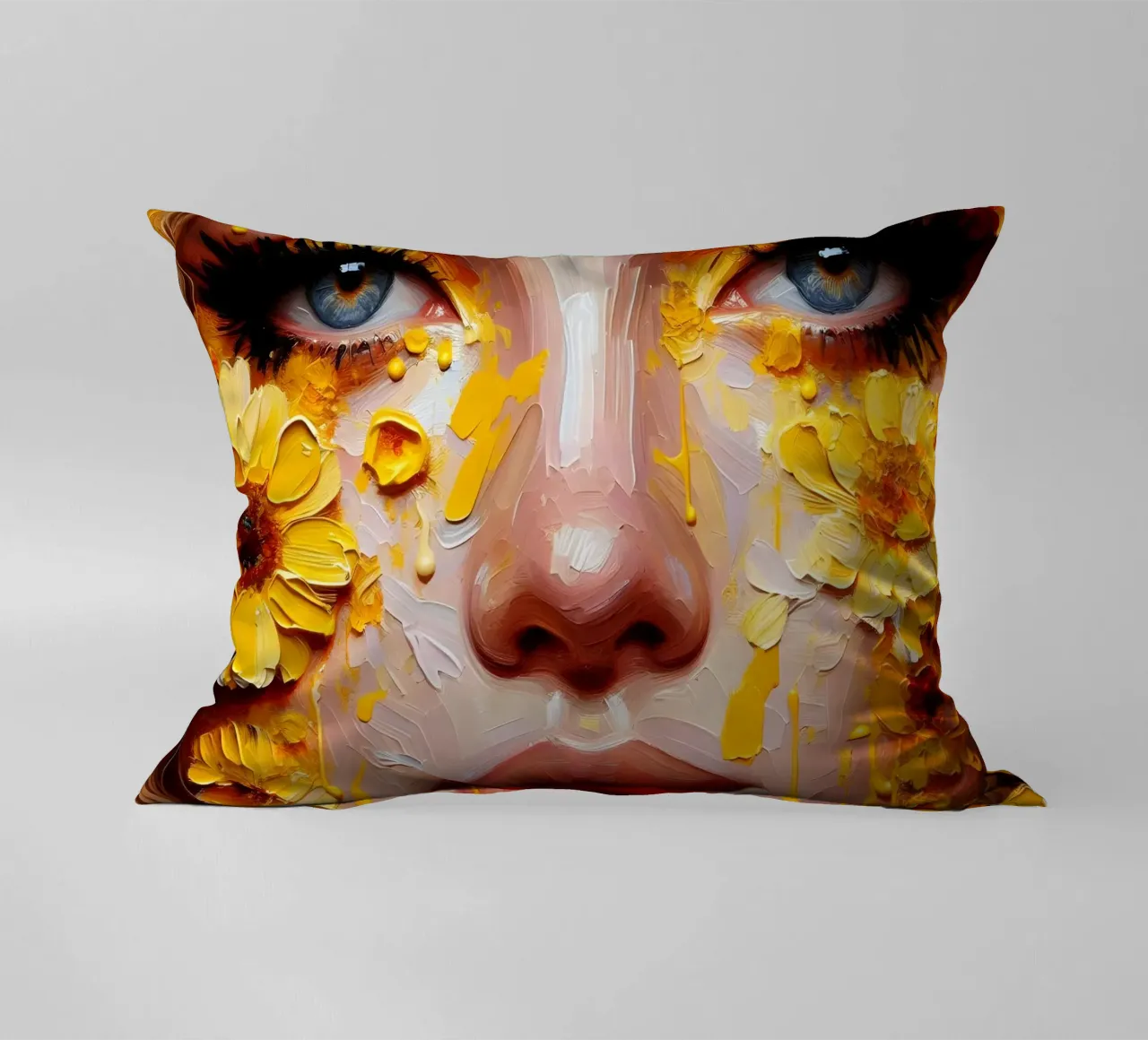 Portrait d'une fleur jaune coussin de ARTOMATIC