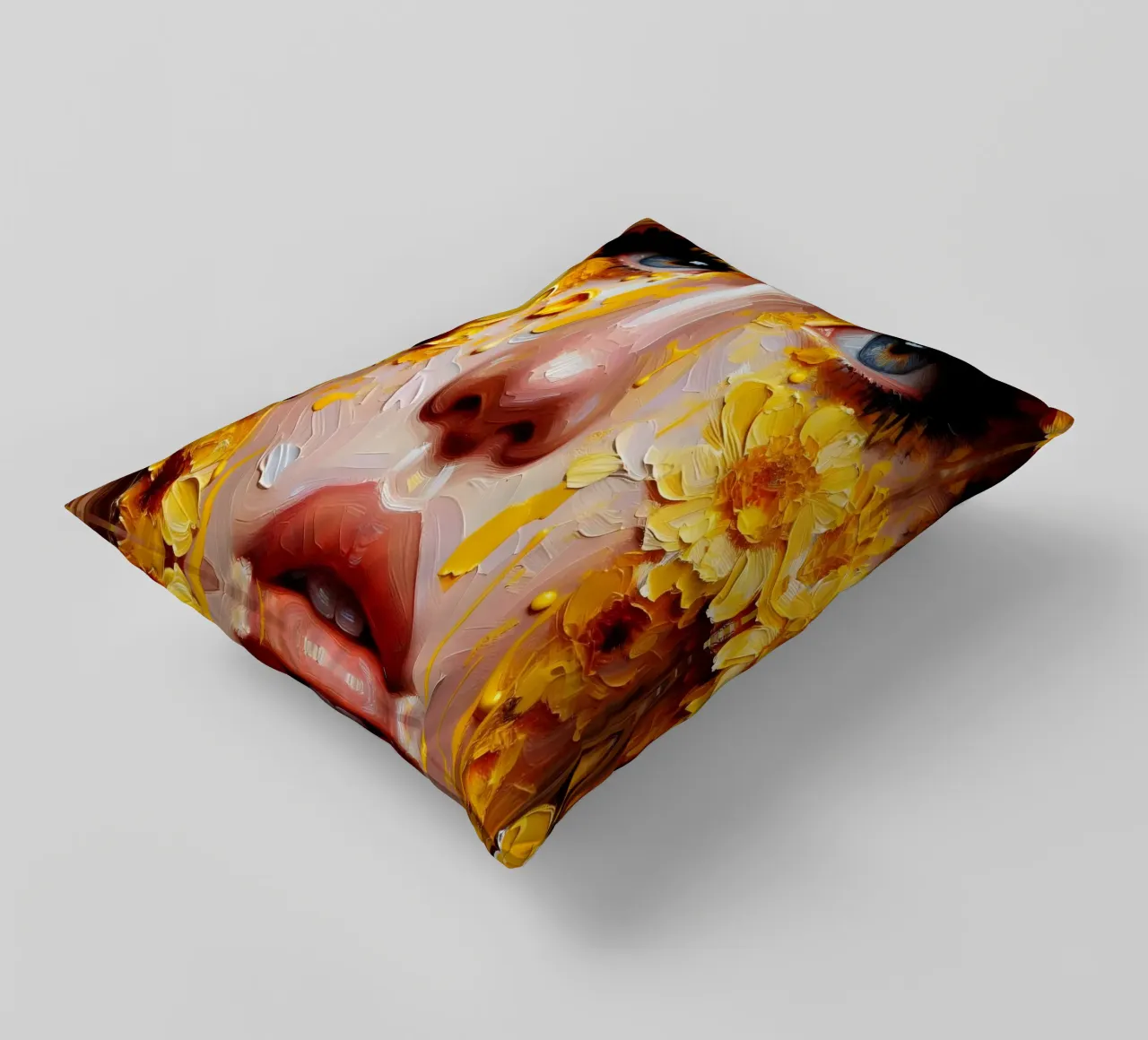 Portrait d'une fleur jaune coussin de ARTOMATIC