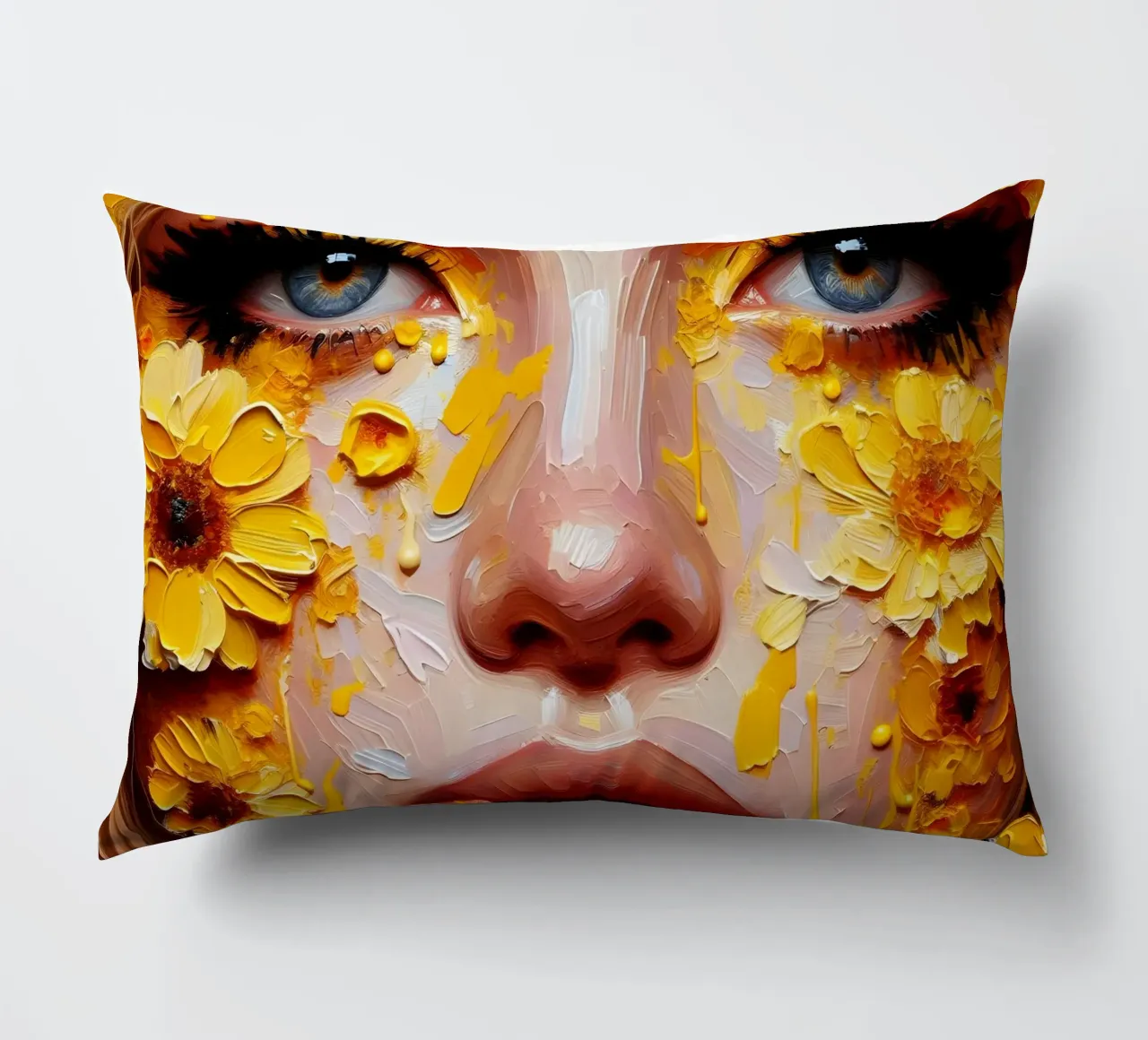 Portrait d'une fleur jaune coussin de ARTOMATIC