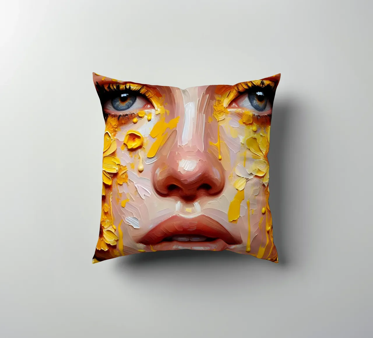 Portrait d'une fleur jaune coussin de ARTOMATIC