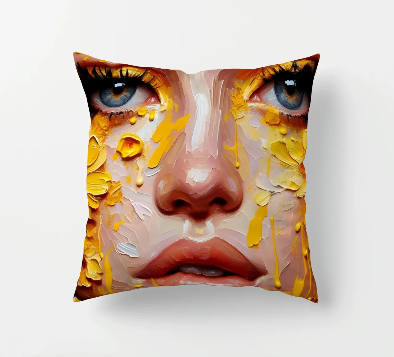 Portrait d'une fleur jaune coussin de ARTOMATIC