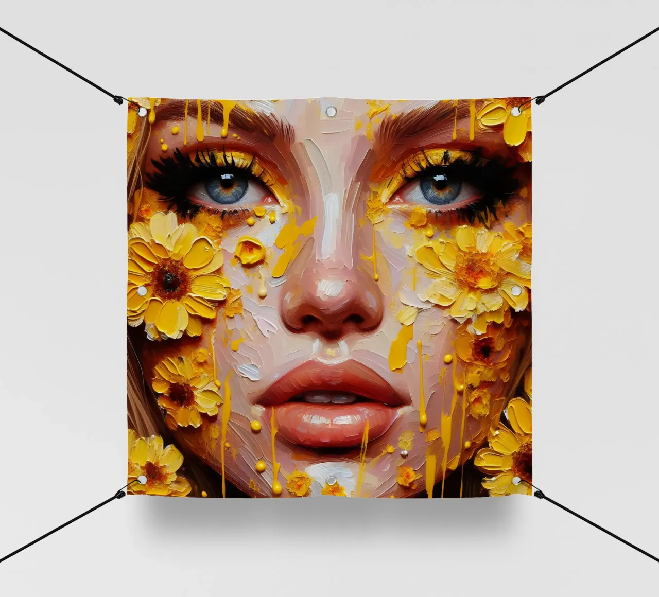 Portrait d'une fleur jaune bâche pvc de ARTOMATIC