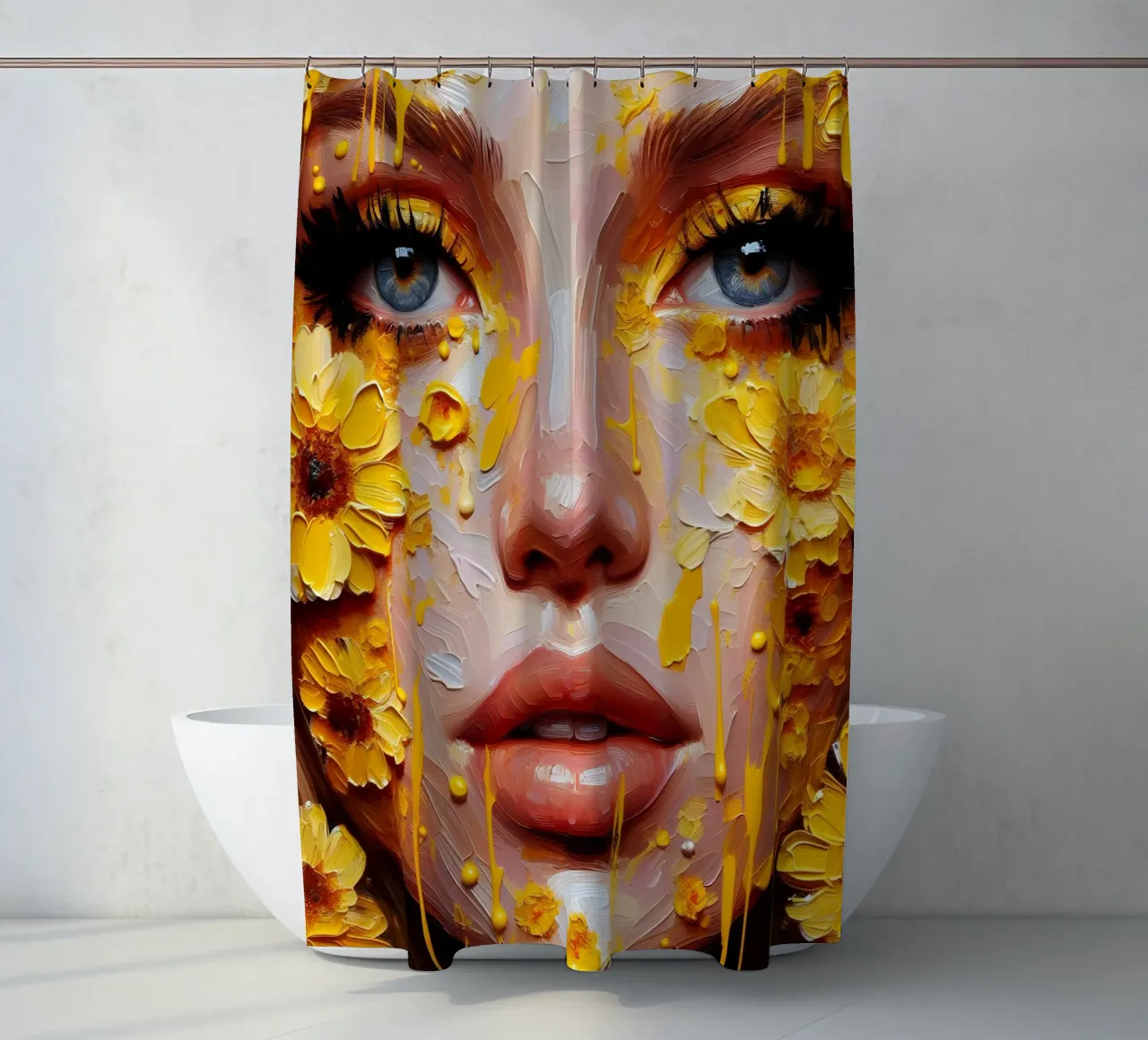 Portrait d'une fleur jaune rideau de douche de ARTOMATIC