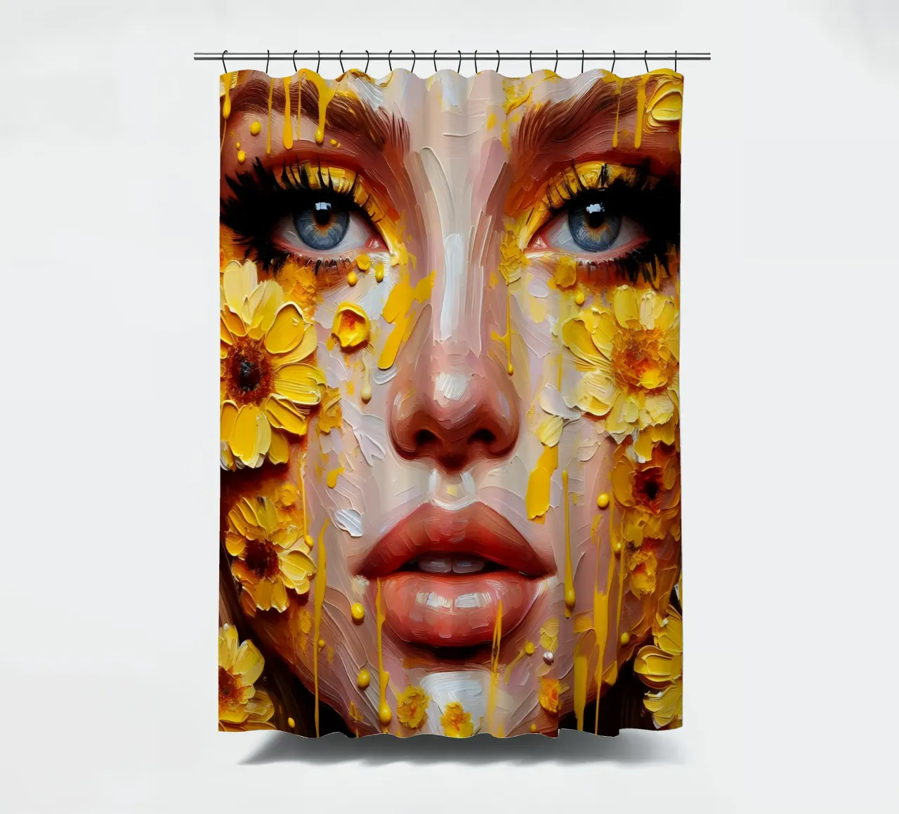 Portrait d'une fleur jaune rideau de douche de ARTOMATIC