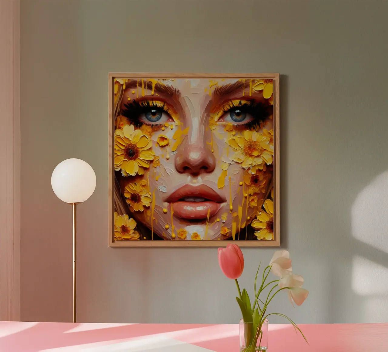 Portrait d'une fleur jaune alu dibond de ARTOMATIC