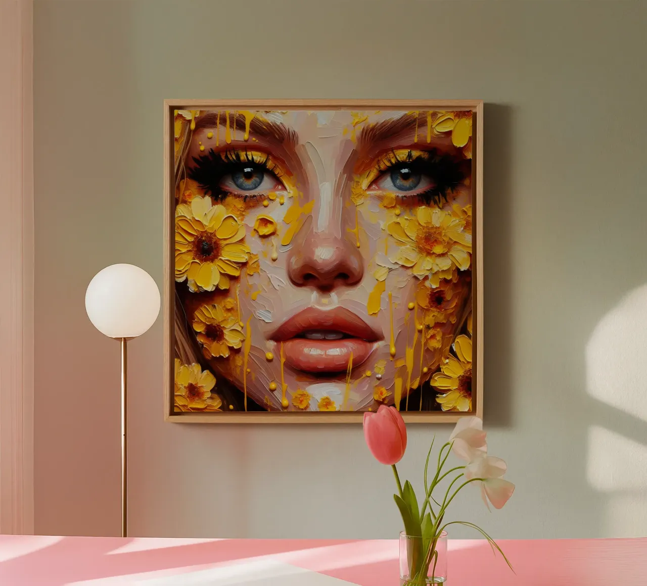 Portrait d'une fleur jaune toile avec Caisse américaine de ARTOMATIC