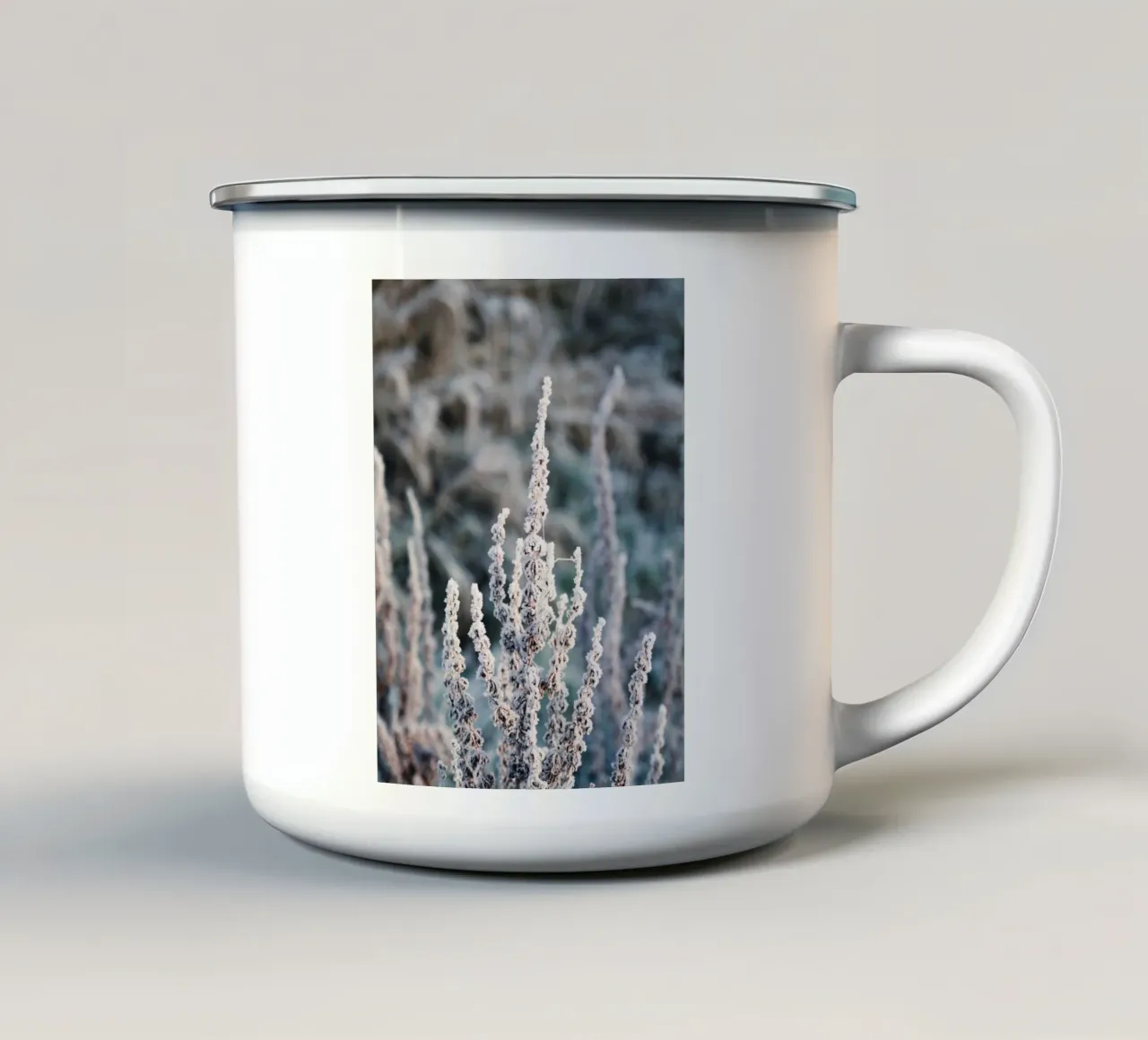 Frosty plants Winter art enamel mug by Whole©